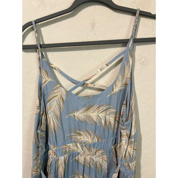 Torrid Sz 00 (US 10 M/L) Light Blue Midi Feather Print Tie Waist Sundress - Picture 6 of 8